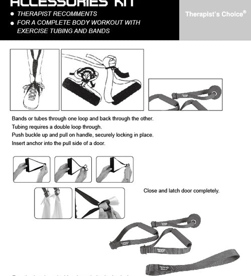 Accessories Kit for bands/tubes: including 2 Handles, door anchor and assist strap