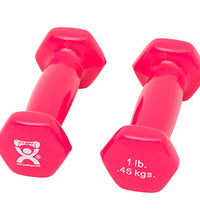 CanDo Vinyl Coated Dumbbell, Pink (1 lb), Pair