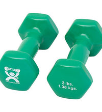 CanDo Vinyl Coated Dumbbell, Green (3 lb), Pair