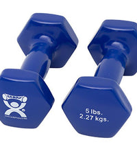 CanDo Vinyl Coated Dumbbell, Blue (5 lb), Pair