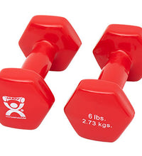 CanDo Vinyl Coated Dumbbell, Red (6 lb), Pair