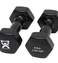 CanDo Vinyl Coated Dumbbell, Black (8 lb), Pair