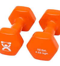 CanDo Vinyl Coated Dumbbell, Orange (10 lb), Pair