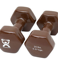 CanDo Vinyl Coated Dumbbell, Brown (20 lb), Pair