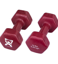 CanDo Vinyl Coated Dumbbell, Maroon (12 lb), Pair