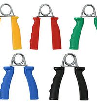 CanDo Ergonomic Hand Grip, Pair - 5 pair set (yellow, red, green, blue, black)