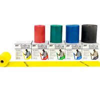 CanDo Low Powder Exercise Band - 25 yard rolls, 5-piece set (1 each: yellow, red, green, blue, black)