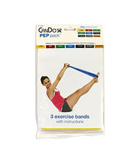 CanDo Low Powder Exercise Band Pep Pack - Easy with yellow, red and green band