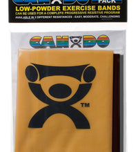 CanDo Low Powder Exercise Band Pep Pack - Challenging with black, silver and gold band