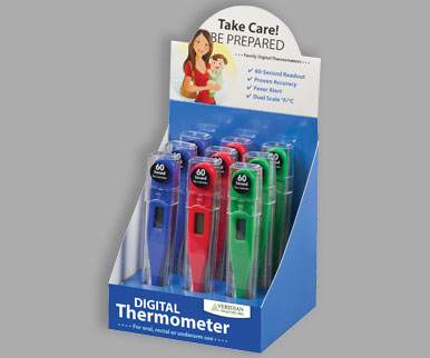 60- second thermometers in a 9-piece display