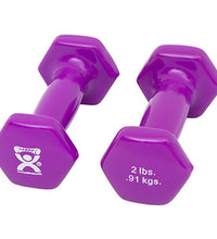 CanDo Vinyl Coated Dumbbell, Violet (2 lb), Pair