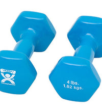 CanDo Vinyl Coated Dumbbell, Light Blue (4 lb), Pair