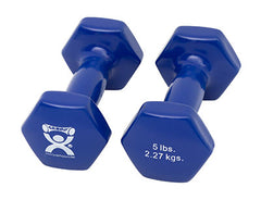 CanDo Vinyl Coated Dumbbell, Blue (5 lb), Pair