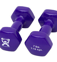 CanDo Vinyl Coated Dumbbell, Purple (7 lb), Pair