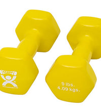 CanDo Vinyl Coated Dumbbell, Yellow (9 lb), Pair