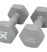 CanDo Vinyl Coated Dumbbell, Silver (15 lb), Pair