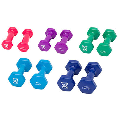 CanDo Vinyl Coated Dumbbell, 10 Piece Set (2 Each: 1, 2, 3, 4, 5 lb)