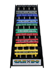 CanDo Digi-Flex hand exerciser - set of 5 (yellow, red, green, blue, black), with plastic rack