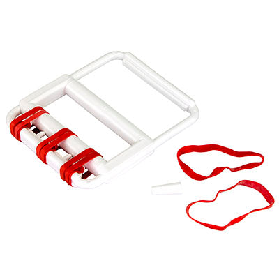 CanDo rubber-band hand exerciser, with 5 red bands