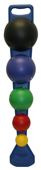 CanDo MVP Balance System - 5-Ball Set with Wall Rack (1 each: yellow, red, green, blue, black)