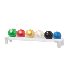 TheraBand Soft Weights ball - 6-piece set (1 each: tan, yellow, red, green, blue, black), with 1-tier rack