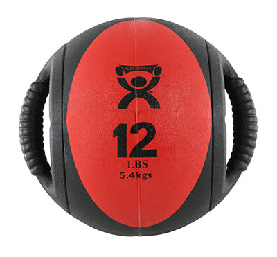 CanDo, Dual-Handle Medicine Ball, 9" Diameter, Red, 12 lb.