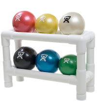 CanDo WaTE Ball - Hand-held Size - 6-piece set (1 each: tan, yellow, red, green, blue, black), with 2-tier rack