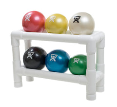 CanDo WaTE Ball - Hand-held Size - 6-piece set (1 each: tan, yellow, red, green, blue, black), with 2-tier rack