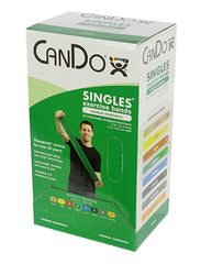 CanDo Low Powder Exercise Band - box of 30, 5' length - Green - medium