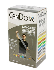 CanDo Low Powder Exercise Band - box of 30, 5' length - Silver - xx-heavy