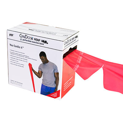 CanDo Low Powder Exercise Band - 100 yard Perf 100 roll - Red - light