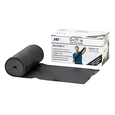 CanDo Low Powder Exercise Band - 6 yard roll - Black - x-heavy