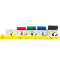 CanDo Low Powder Exercise Band - 6 yard rolls, 5-piece set (1 each: yellow, red, green, blue, black)