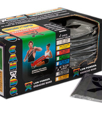 CanDo Low Powder Exercise Band - box of 40, 4' length - Black - x-heavy