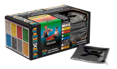 CanDo Low Powder Exercise Band - box of 40, 4' length - Black - x-heavy