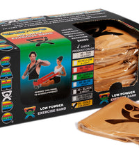 CanDo Low Powder Exercise Band - case of 40 (2 ea: boxes of 20), 4' length - Gold - xxx-heavy