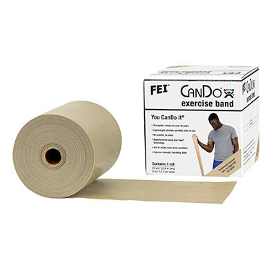 CanDo Low Powder Exercise Band - 25 yard roll - Tan - xx-light