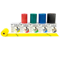 CanDo Low Powder Exercise Band - 25 yard rolls, 5-piece set (1 each: yellow, red, green, blue, black)