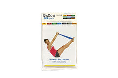 CanDo Low Powder Exercise Band Pep Pack - Easy with yellow, red and green band