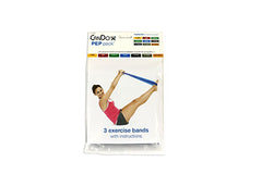 CanDo Low Powder Exercise Band Pep Pack - Moderate with green, blue and black band