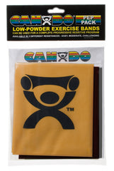 CanDo Low Powder Exercise Band Pep Pack - Challenging with black, silver and gold band