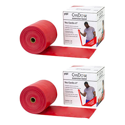 CanDo Low Powder Exercise Band - Twin-Pak - 100 yard (2 x 50 yard rolls) - Red - light