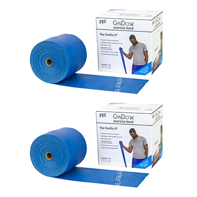 CanDo Low Powder Exercise Band - Twin-Pak - 100 yard (2 x 50 yard rolls) - Blue - heavy