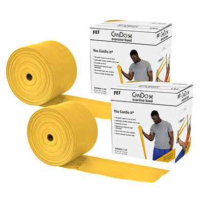 CanDo Low Powder Exercise Band - Twin-Pak - 100 yard (2 x 50 yard rolls) - Gold - xxx-heavy