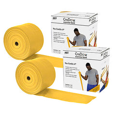 CanDo Low Powder Exercise Band - Twin-Pak - 100 yard (2 x 50 yard rolls) - Gold - xxx-heavy