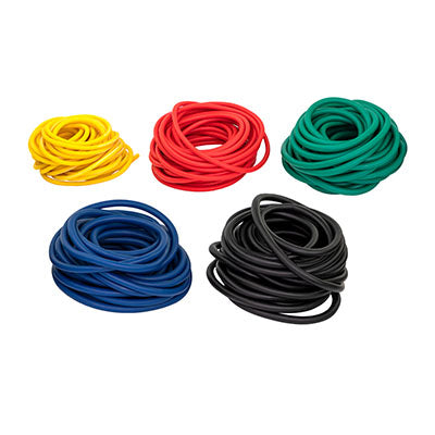 CanDo Low Powder Exercise Tubing - 25' rolls, 5-piece set (1 each: yellow, red, green, blue, black)