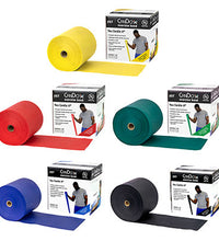 CanDo Latex Free Exercise Band - 50 yard rolls, 5-piece set (1 each: yellow, red, green, blue, black)