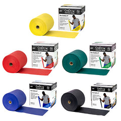 CanDo Latex Free Exercise Band - 50 yard rolls, 5-piece set (1 each: yellow, red, green, blue, black)