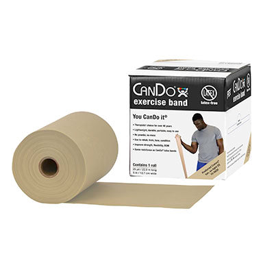 CanDo Latex Free Exercise Band - 25 yard roll - Tan - xx-light