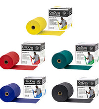 CanDo Latex Free Exercise Band - 25 yard rolls, 5-piece set (1 each: yellow, red, green, blue, black)